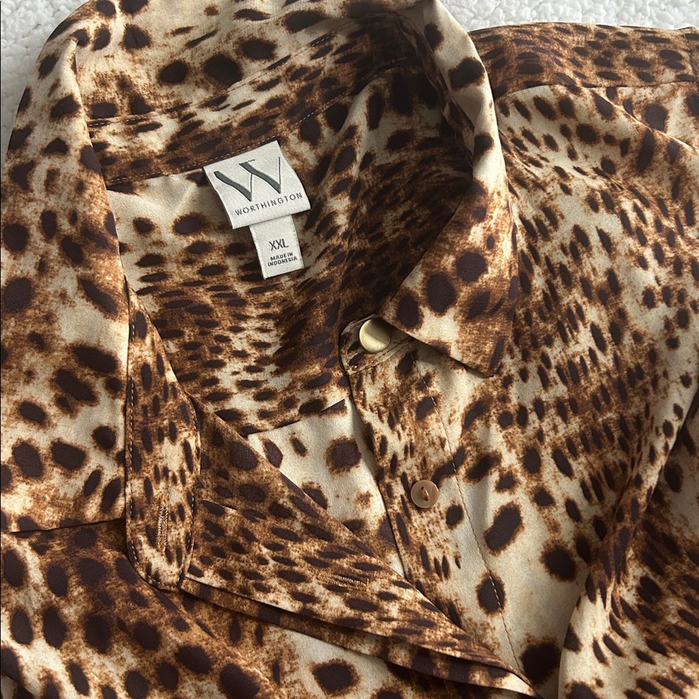 Worthington Animal Print Leopard Blouse XXL - Picture 3 of 3